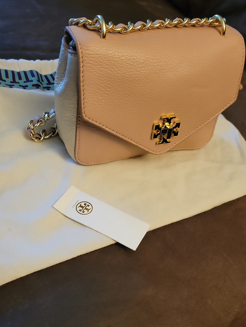 Tory Burch Pink Kira Small Chain Crossbody with Gold Hardware
